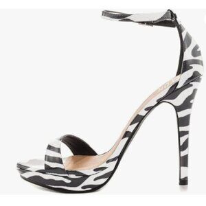 YDN Zebra Sexy Open Toe High Heel Sandals Ankle Strap Platform Dress Shoes